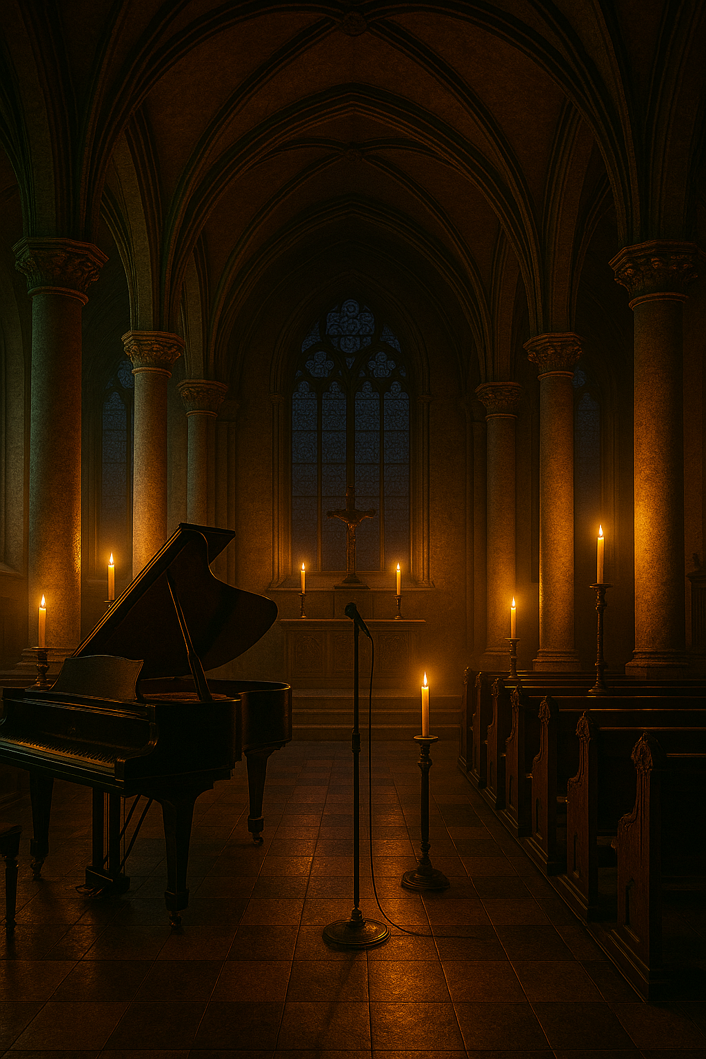 Gothische Kirche bei Kerzenlicht